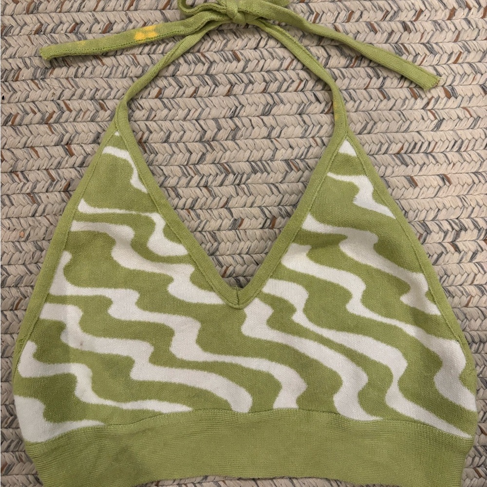 retro green halter top